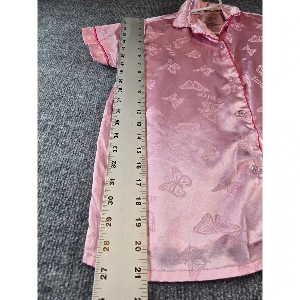 Juicy Couture Pink Satin Butterfly Jacquard Sleep Shirt Girls Size 10/12